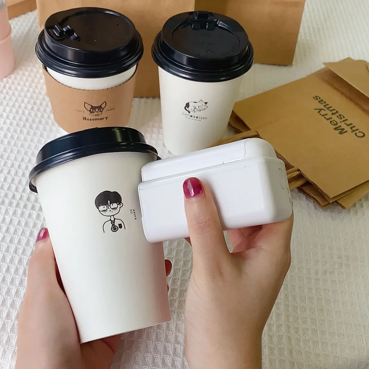 Evebot All surfaces Printpods Mini Sticker Cell Phone inkjet Printer DIY Fashion convenient Qr code Sheet Bottle Date Acrylic