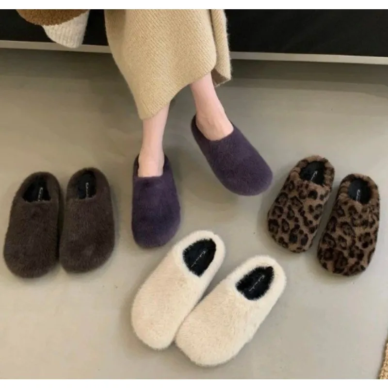 

New Style Fashion Women's Home Fur Slippers Non-Slip Soft Warm House Indoor Bedroom Couples Shoes Plus Size Zapatos Mujer