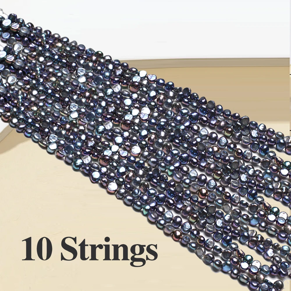 10 Strings Natural Freshwater Black Pearl Beads 4-4.5mm Pearl Loose Spacer Beaded for Making DIY Jewerly Necklace Bracelet ﻿18CM