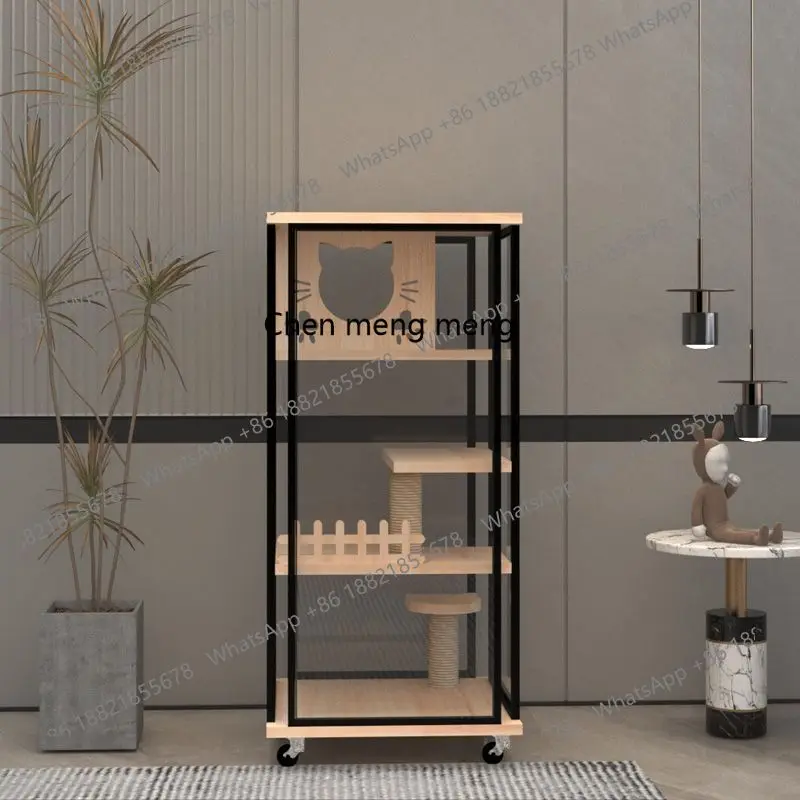 

Panoramic glass cat villa home, cage, litter basin integrated, luxury cat house, indoor others