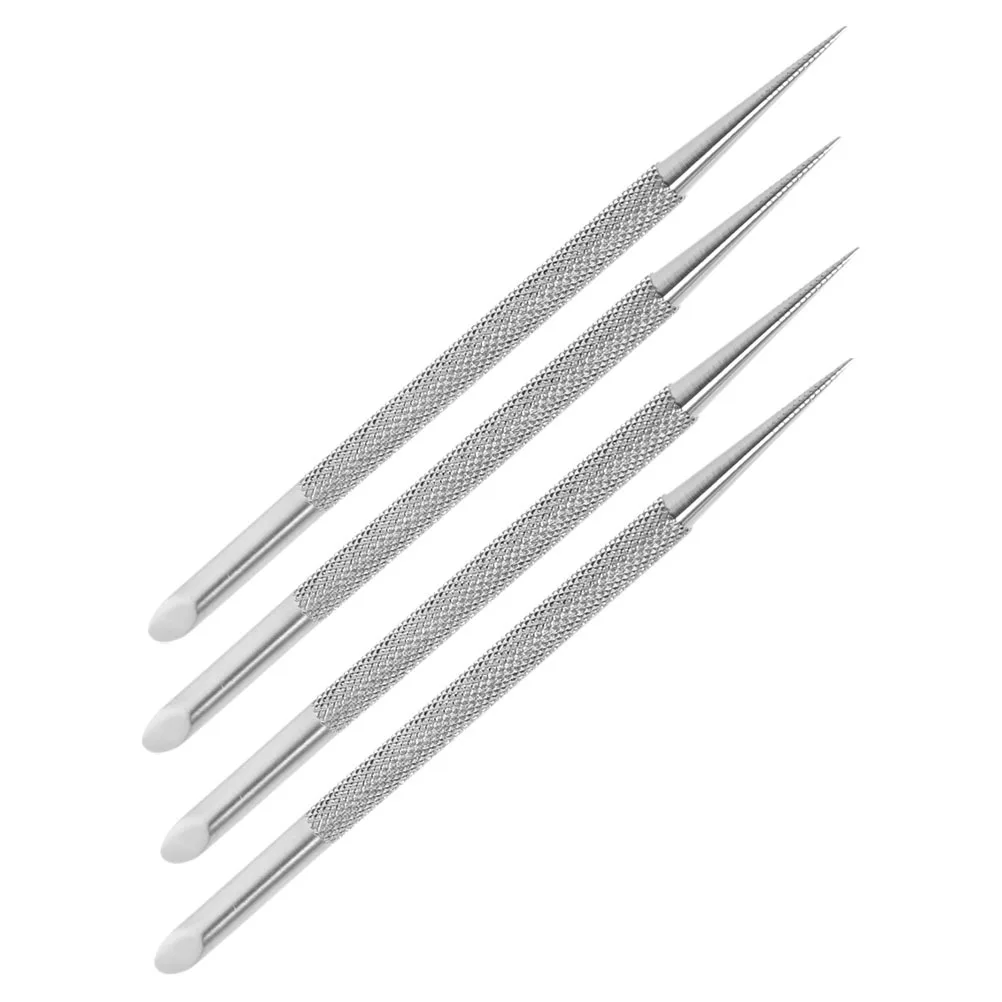 4 قطعة الفولاذ المقاوم للصدأ بشرة الأظافر انتهازي المزدوج نهاية مزيل الجلد الميت مسمار التنقيط أداة مانيكير باديكير أداة تنظيف المحمولة