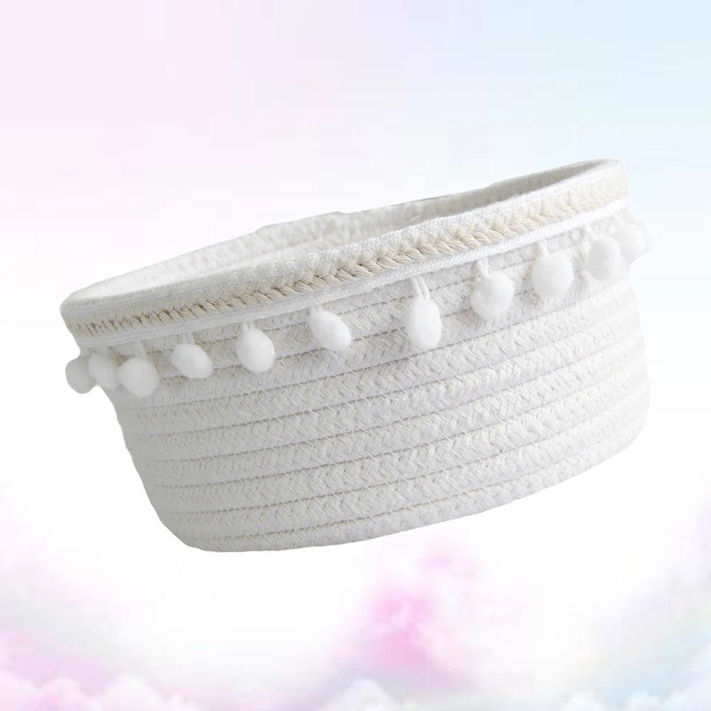 

Cotton Thread Storage Frame Basket Hair Bulb Rope Woven Baskets for Desktop Small