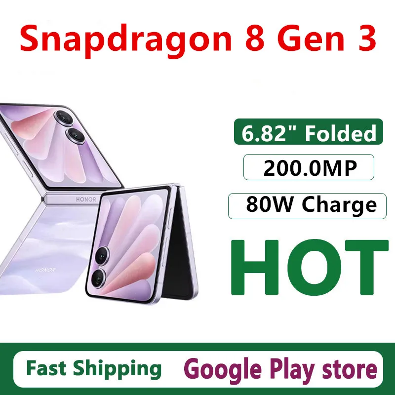هاتف محمول Honor Magic V Flip 2 الأصلي كاميرا 200.0 ميجابكسل شحن لاسلكي 5500 مللي أمبير في الساعة 6.82 بوصة شاشة OLED مطوية سنابدراجون 8 Gen 3