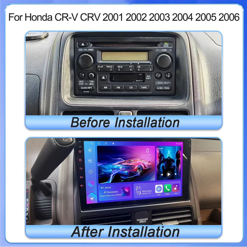 Android 15 Multimedia Video Player For Honda CR-V CRV 2001 2002 2003 2004 2005 2006 Navigation GPS Touch Screen WIFI No 2din DSP