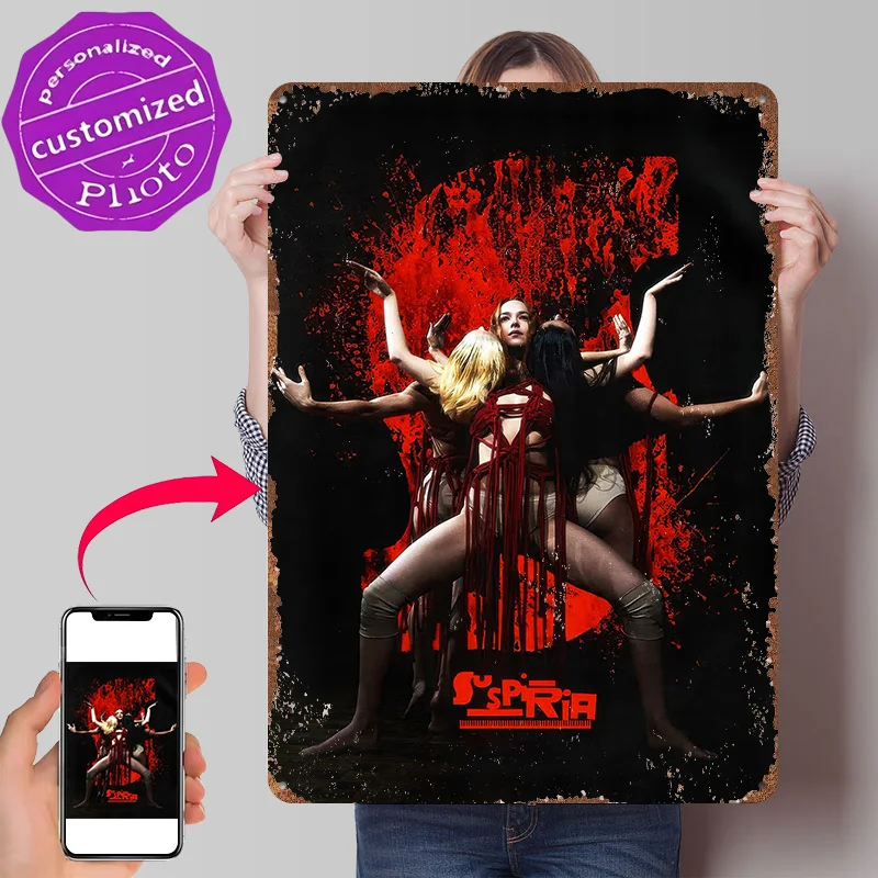 Suspiria Movie 3D Printed Texture Poster Personalized Wall Art Retro Metal Tin Signs for Vintage Decorations Gamer Decoration