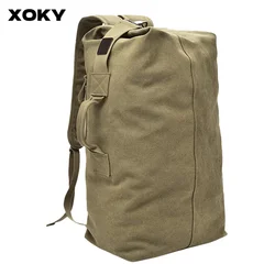 XOKY Men Large Travel Climbing Bag Tactical Military Backpack Women Army Bags Canvas Bucket Bag Shoulder Sports Bags Boy