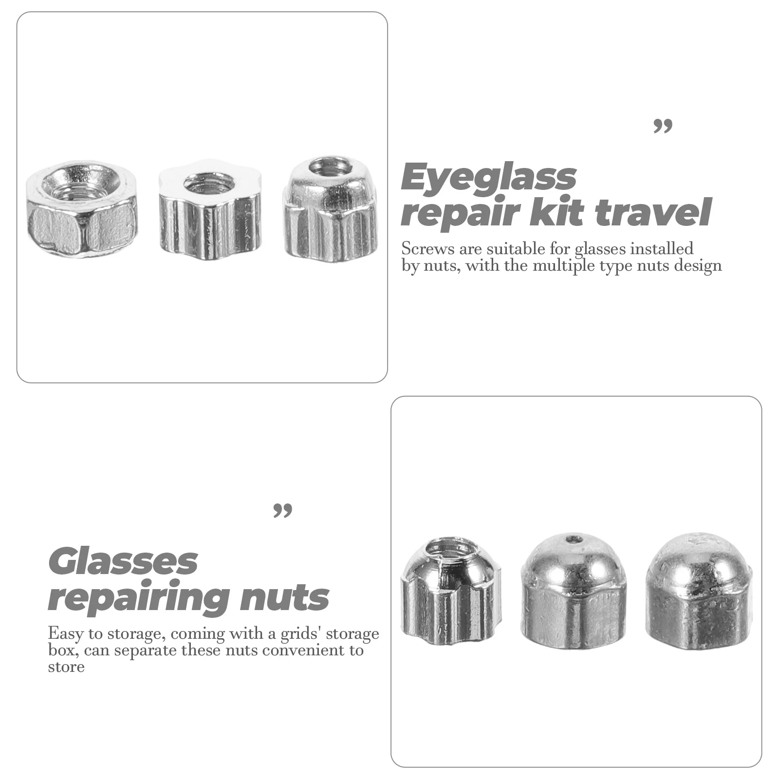 Glasses Accessories Screws Frame Repair Kit Tool Box Rimless Temples Gasket Parts Nose Pad (120 Nut Set) Suite