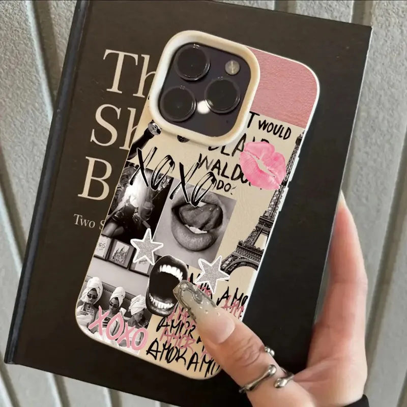 패션 립 프린트 에펠탑 리치 가죽 패턴 폰 케이스 샤오미 미 X7 F7 X6 M7 X5 M6 F5 X4 X3 프로 울트라 GT NFC 4G 5G용