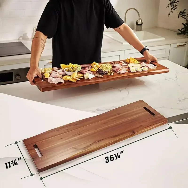36inch Large Charcuterie Board Extra Long Serving Tray Wood Food Platter for Dining Room Home Camping Living Room Fruits Display
