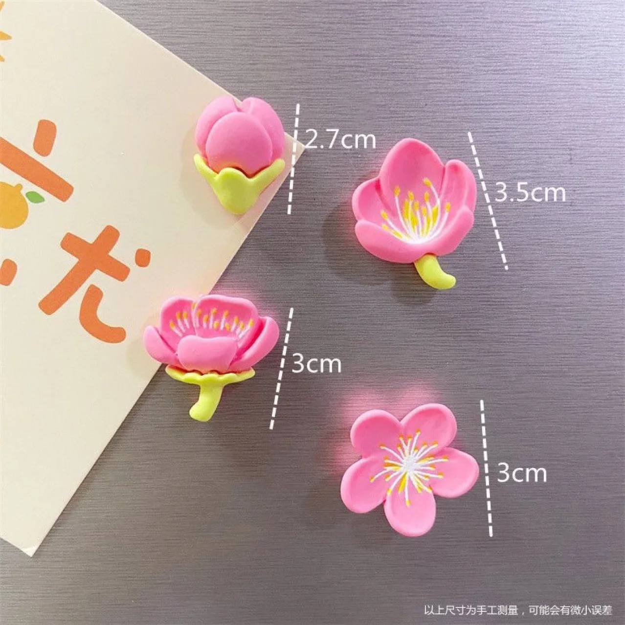 12pcs Fridge Magnet Pink Flower Resin Decorative Refrigerator Magnets Creative Whiteboard Cartoon Magnetic Sticker Aimants Frigo