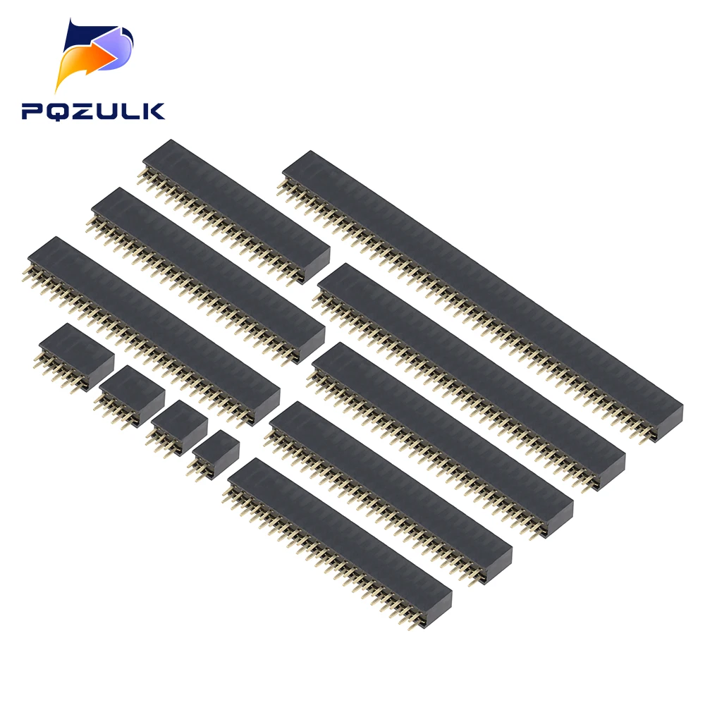 10PCS 2.54mm Double Row Female 2~40P Breakaway PCB Board Pin Header Socket Connector Pinheader 2*2/3/4/6/10/12/16/20/40Pin