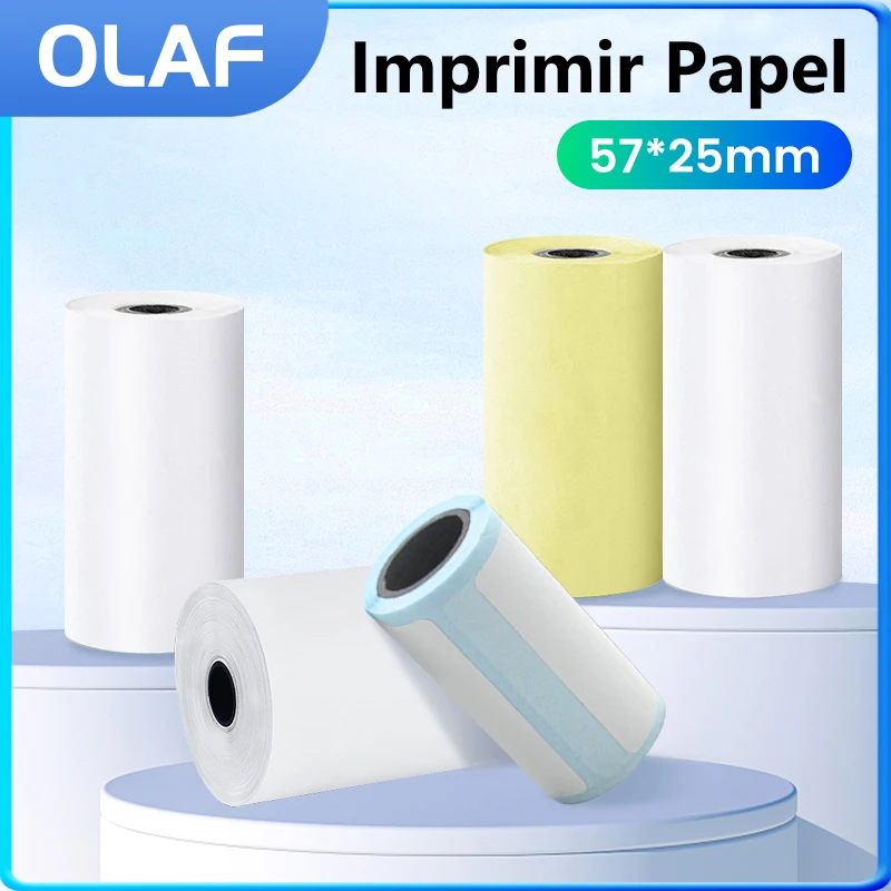 Mini papel para impresora Papel autoadhesivo Papel térmico en color HD Etiqueta Papel para impresora Bluetooth inalámbrico Impresión fotográfica sin tinta Papel de impresión universal de 57 mm