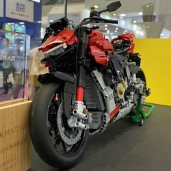1:5 High-Techl City V4 Motorcycle Model Building Blocks Racing Motobike Vehicles Bricks Locomotive Model Toys For Boy Gifts MOC