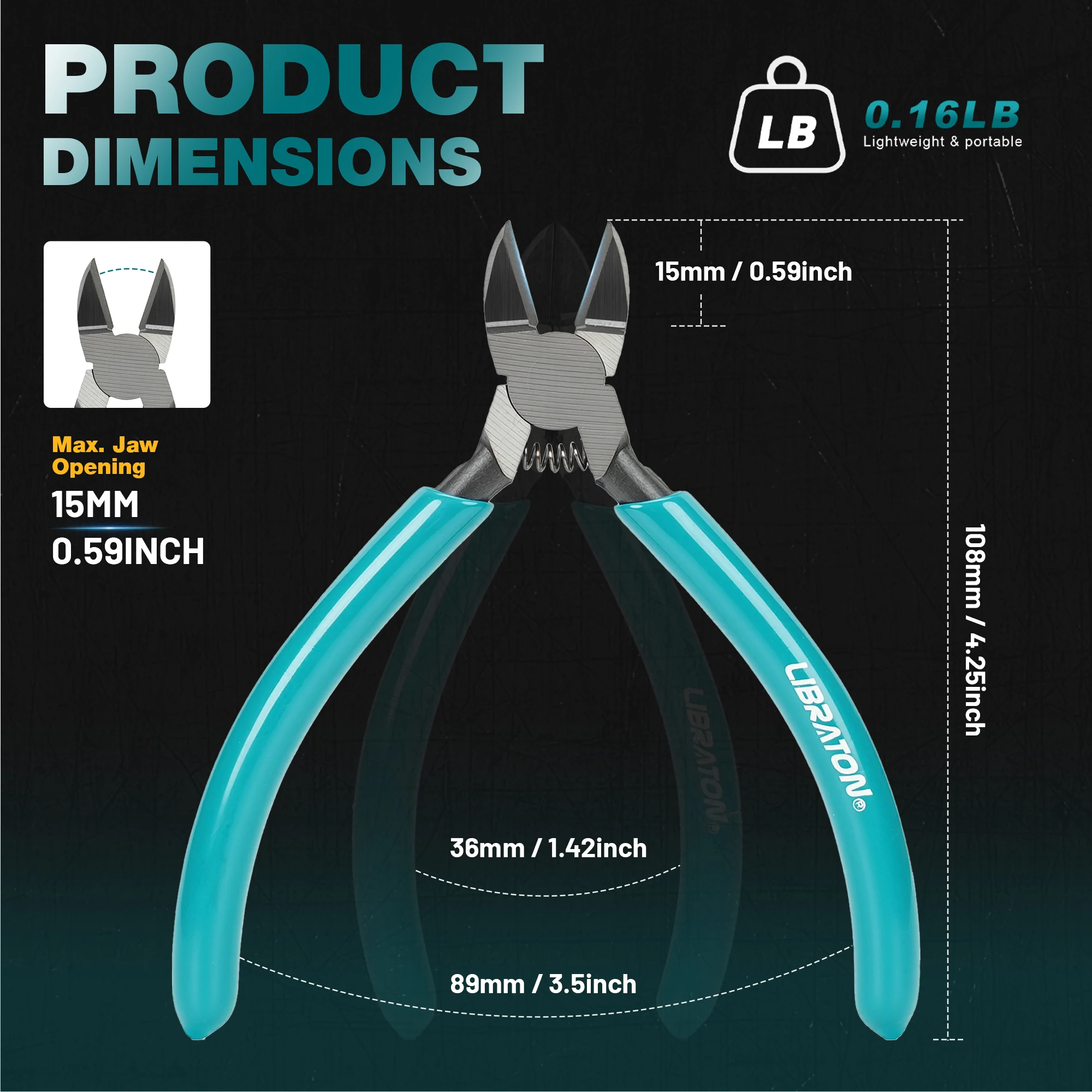 LIBRATON 4 inch Micro Wire Cutters Ultra Sharp Spring Loaded Side Cutters Flush Cut Pliers for Electronics Jewelry Model Kits