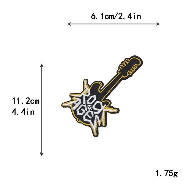 Rock DJ Disco Music Guitar Headphones Bass Tape Iron-on Sew Embroidered Badge Patches for DIY T-shirt