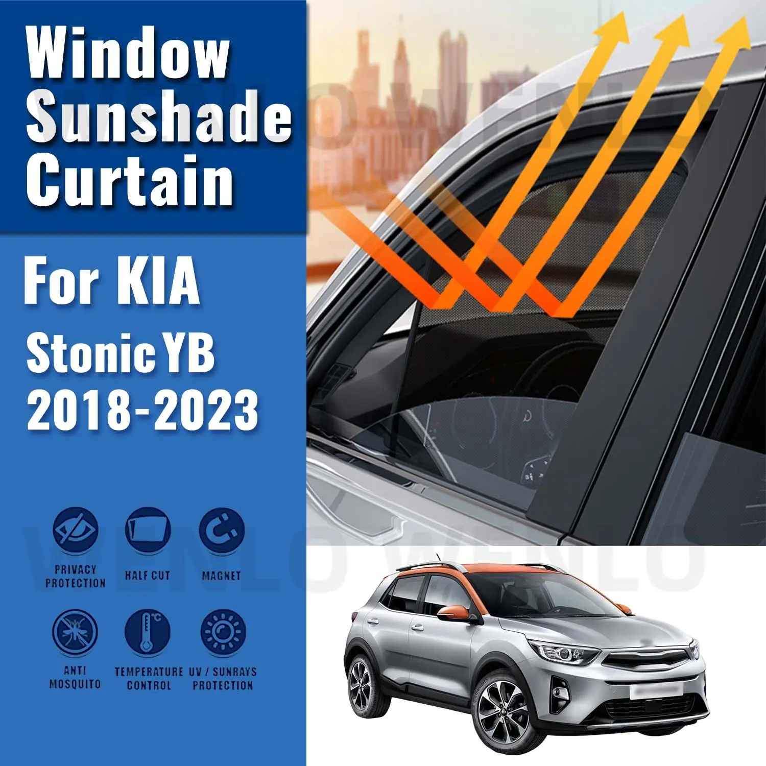 

For KIA Stonic YB 2018-2023 Magnetic Car Sunshade Shield Front Windshield Curtain Window UV Protection Sun Shade Visor blinds