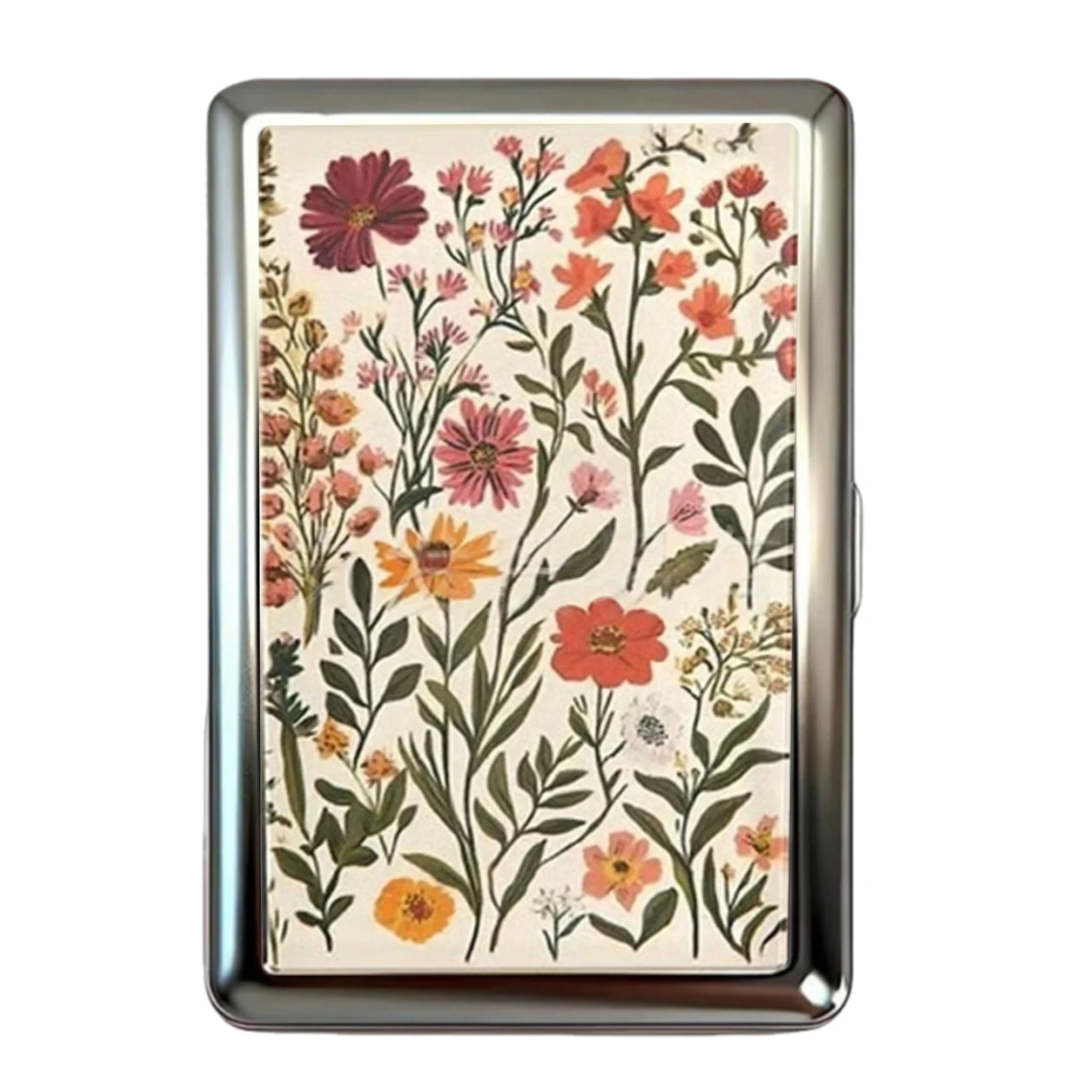Multi-function Card Holder with Easy Snap Art Deco Illustration Versatile Metal Cigarette Case Vintage-Style Gift for Him & Her