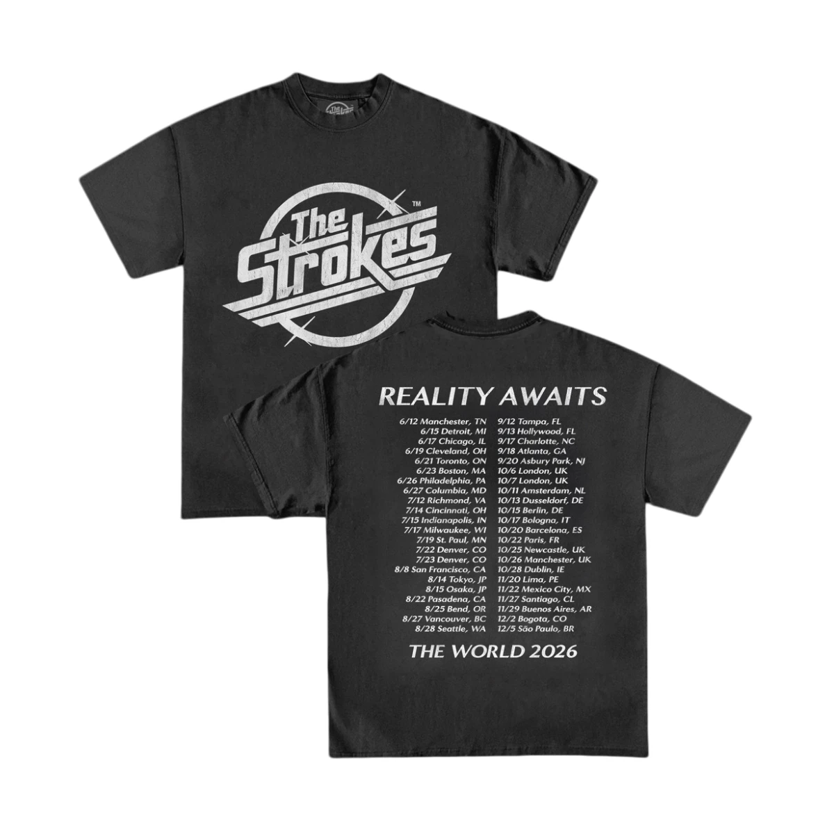 2026 The Strokes Band Reality Awaits Tour Merch T Shirt Cotton Men's Women's Y2k Popular Oversized Vintage Fashion T-shirt