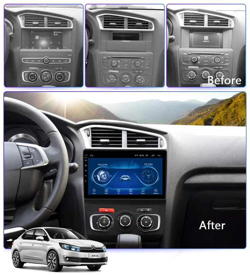 CarPlay AutoRadio For Citroen C4 C4L DS4 2013-2017 GPS Navigation Car Radio Android Multimedia Video Player Tape Recorder HU