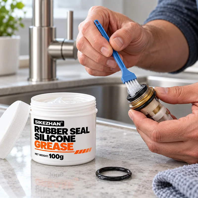 50/100g Silicone Grease Waterproof O-Ring Lubricant Car Door Rubber Seal Weatherstrip Conditioner Sunroof Track with Brush