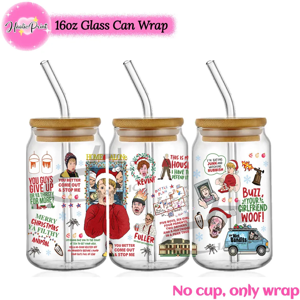 Xmas Movies Christimas Story UV DTF 16oz Cup Wrap Libbey Glass Plastic Can Wraps Selfadhesive Sticker Xmas Gift Ready to Ship