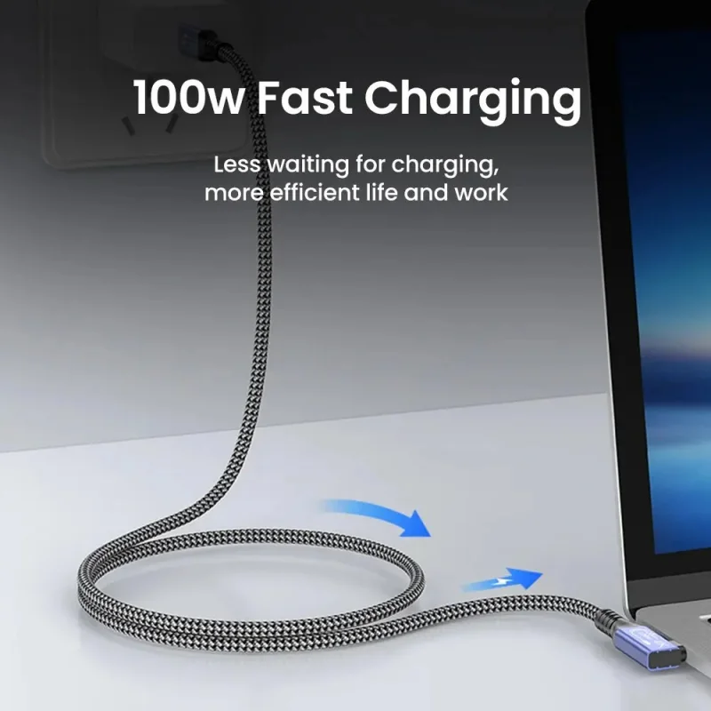 Elbow Cable 20Gbps Usb4 90 Degree Elbow Type C Data Transfer Cable for Thunderbolt 3 Usb 4 Usb C Pd100W Fast Charging Data Sync