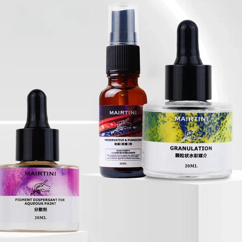 Mairtini Watercolor Medium 20ml/bottle Anti-mold/preservative/dispersant/granules Watercolor Decorative Effect Painting Supplies