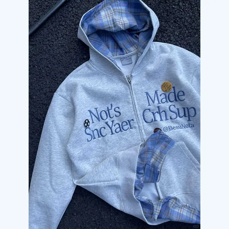 سترة صوفية منقوشة بغطاء للرأس مكونة من قطعتين للرجال والنساء بتصميم بسيط ومطبوع ومطرز بأكمام طويلة