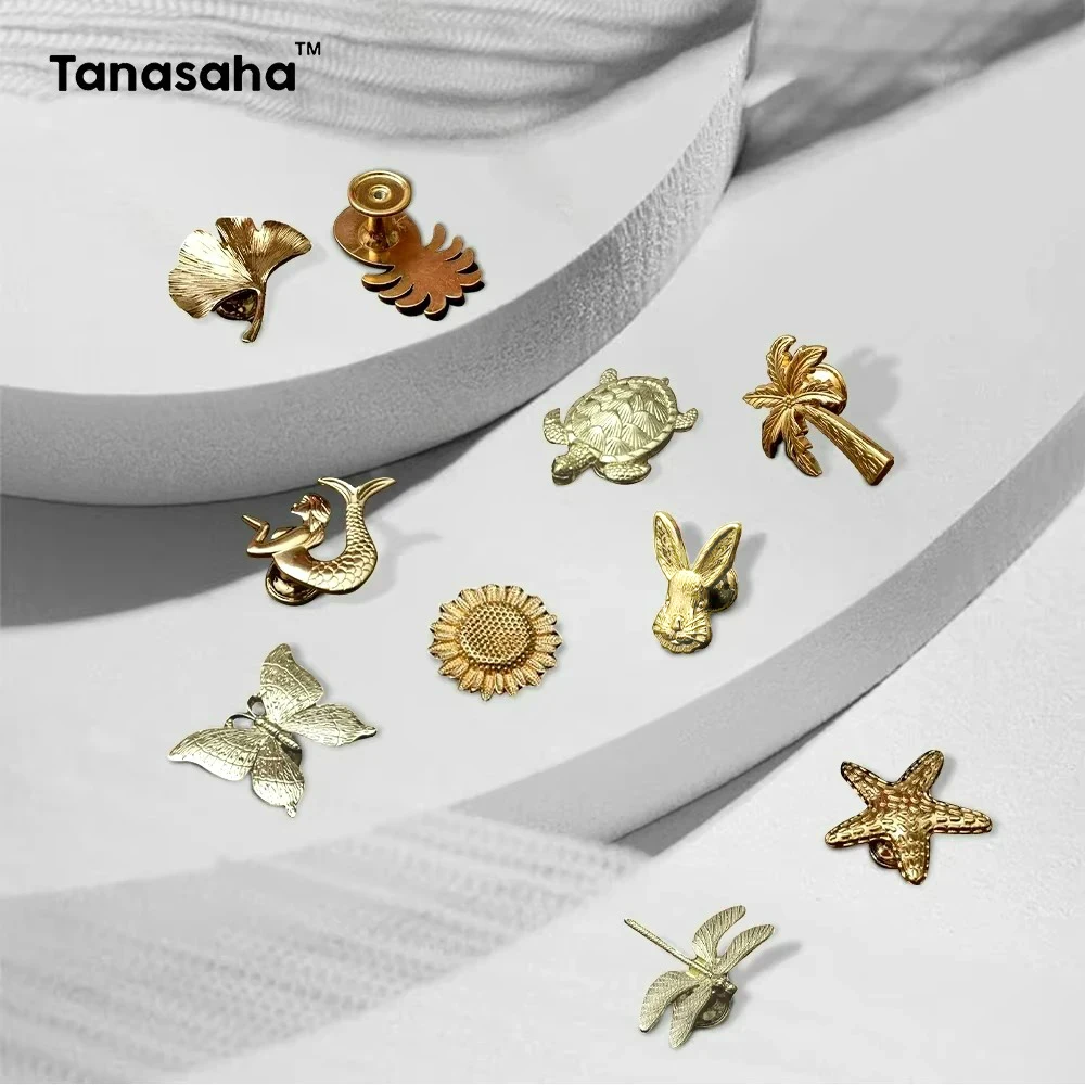 Plant Animal Shape Furniture Handles Color Drawer Knobs Retro Dresser Knobs Gold Handles for Cabinets and Drawers
