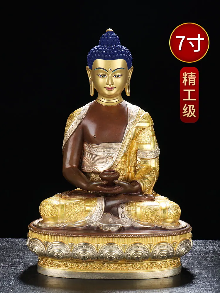 High grade buddha statue Talisman Family Southeast Asia Buddhism Gilding silvering copper Amitabha buddha statue