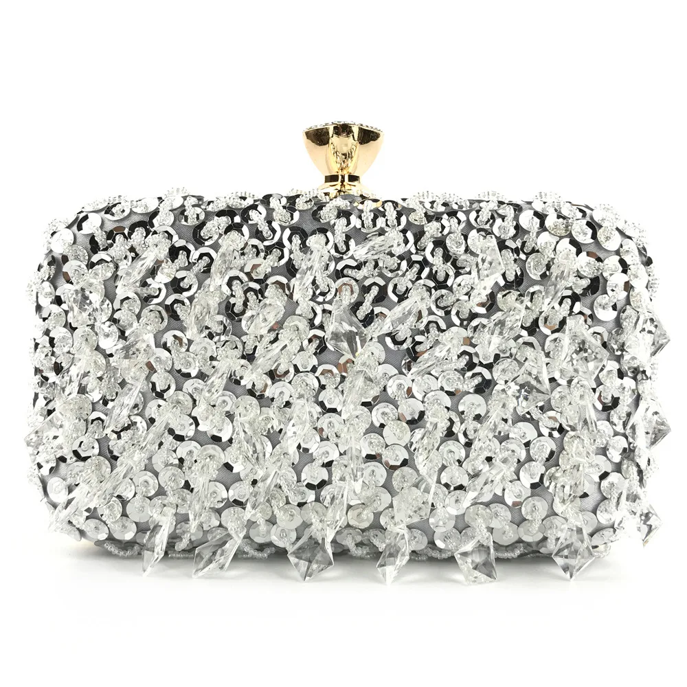 

2025 Hand-held Dinner Bag, Handmade Bead Embroidery Hanging Diamond Sequined Dress, Hand-helbag Luxury Evening Purse for Women