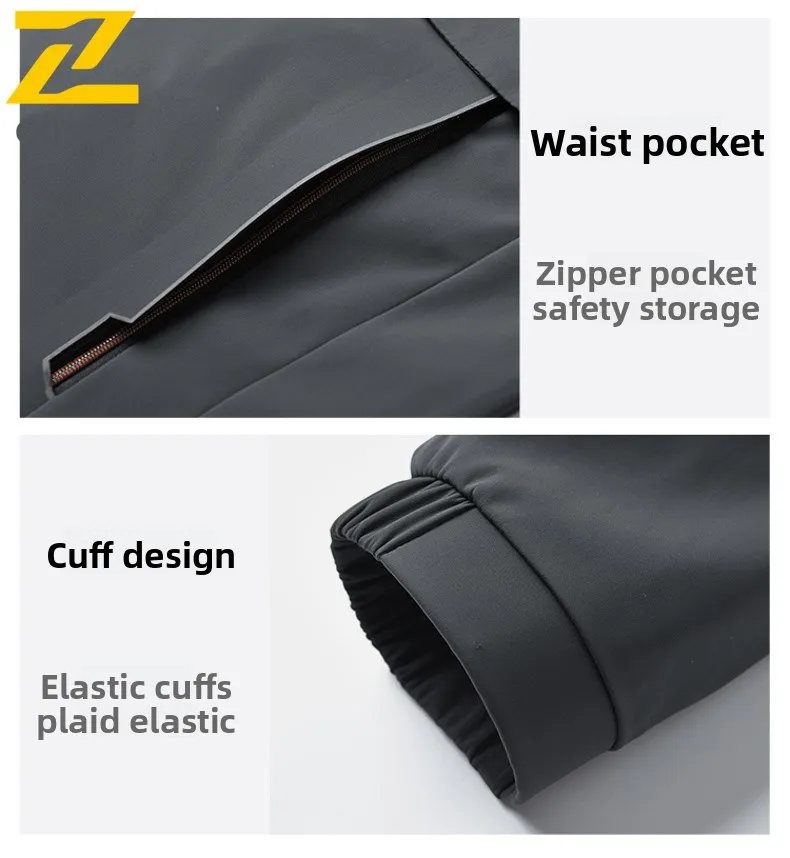 2025 Men's Hooded Jacket Long Coat Waterproof Full Zip Multiple Pockets Detachable Cap Windbreaker Men High Fashion Work Jackets