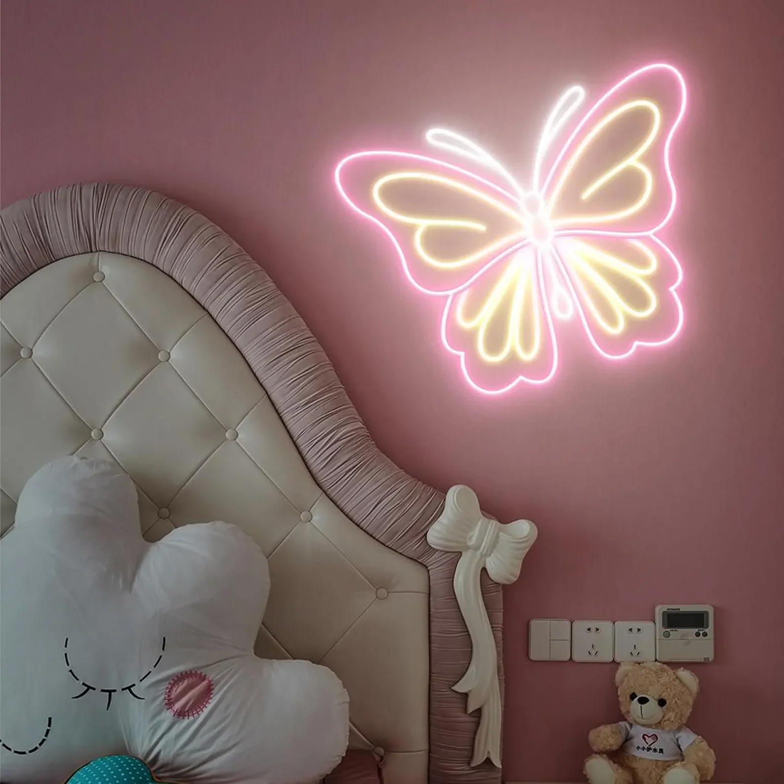 Colorful Butterfly Neon Sign,Aesthetic Neon Wall Art for Bedroom,Kids Room Living Room Decor,Business Neon Sign,Gift For Kids view 6