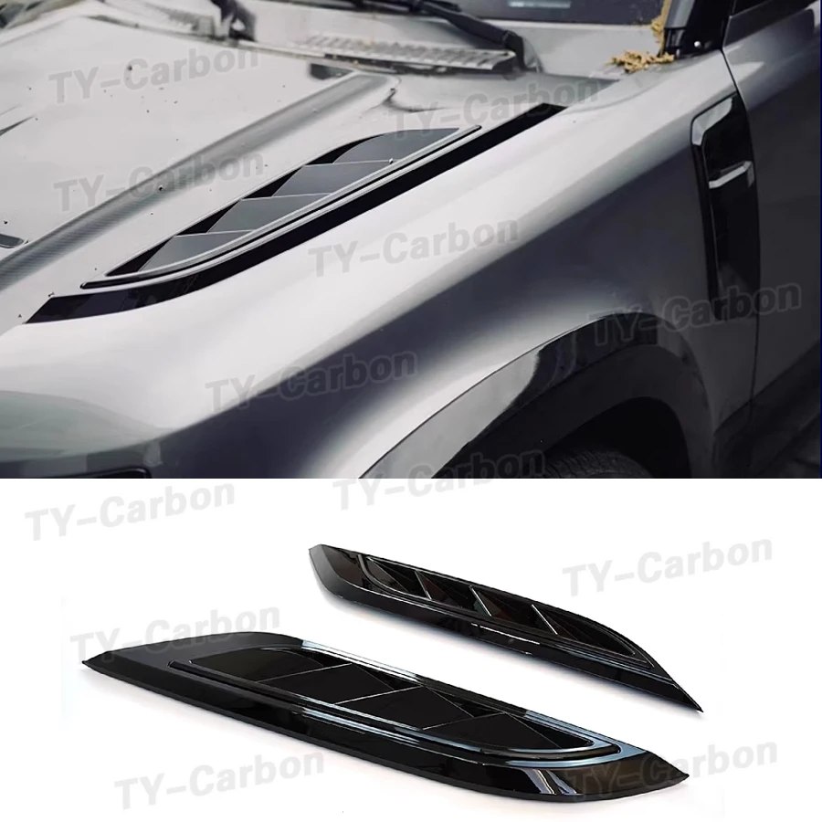 For Land Rover Defender 90 110  2020-2023 High Quality ABS Bright Black Front Bonnet Engine Hood Vent Trim Cover