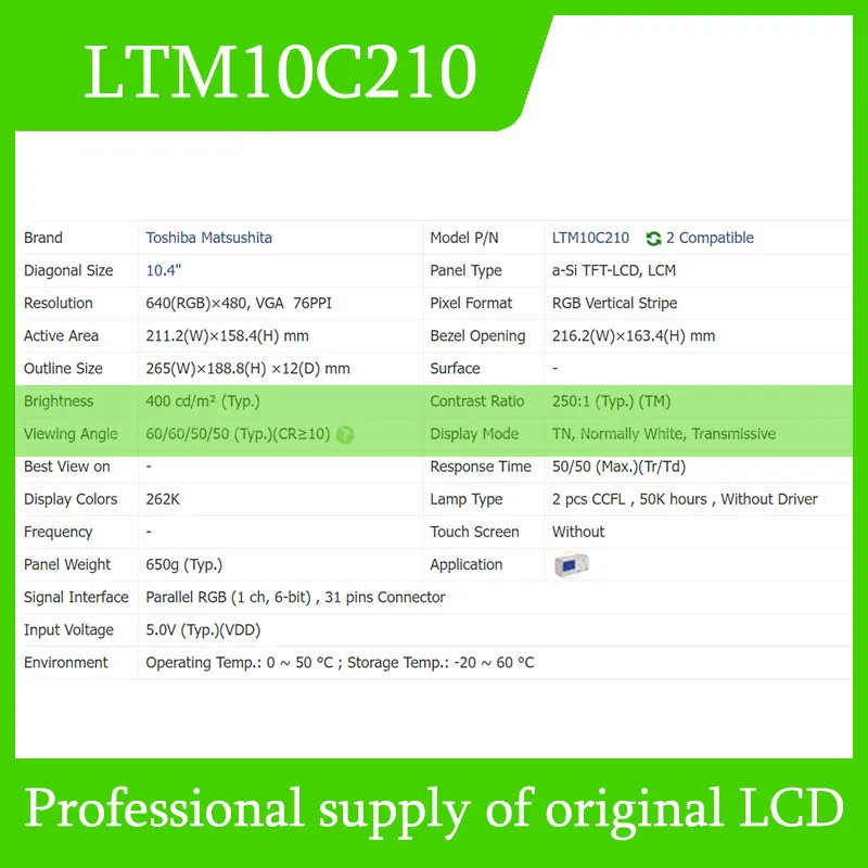 LTM10C210หน้าจอ LCD ขนาด10.4นิ้วส่งเร็วที่ผ่านการทดสอบแล้ว