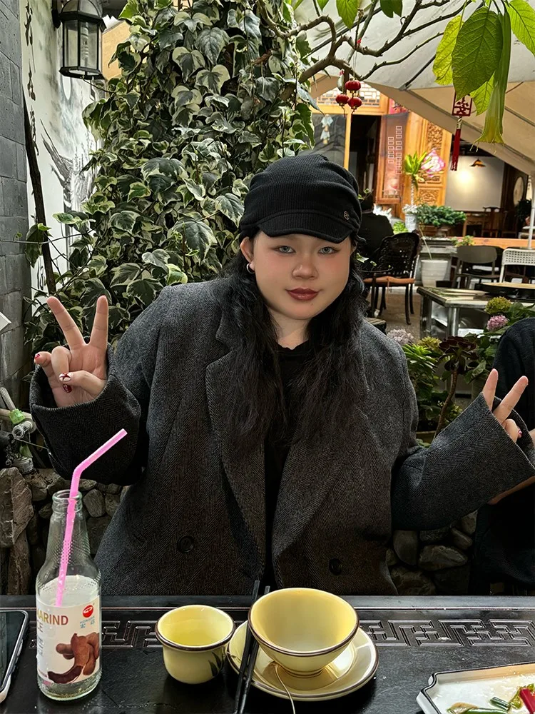 

Женский твидовый пиджак свободного кроя с широкими штанинами, утепленный, с длинными рукавами, двубортный, для офиса, производство Китай