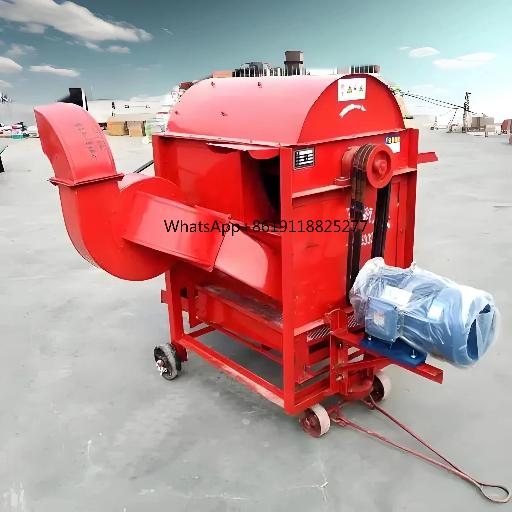 Agricultural Equipment Diesel Engine Wheat Paddy Rice Threshing Machine with Movable Wheel