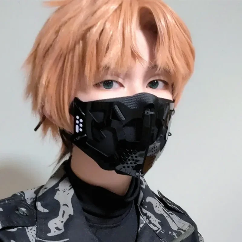FC6Cyber-Punk Cosplay Mask Ear Props Scifi Machinery Helmet Face Mask Acrylic Anime Cat Ears Hairhoop Party For Women Men P@FC8！