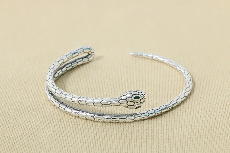 S925 Sterling Silver Snake Bracelet for Men and Women, Snake Bone shaped Bracelet for Couples, Retro Trendy High end Handicraft