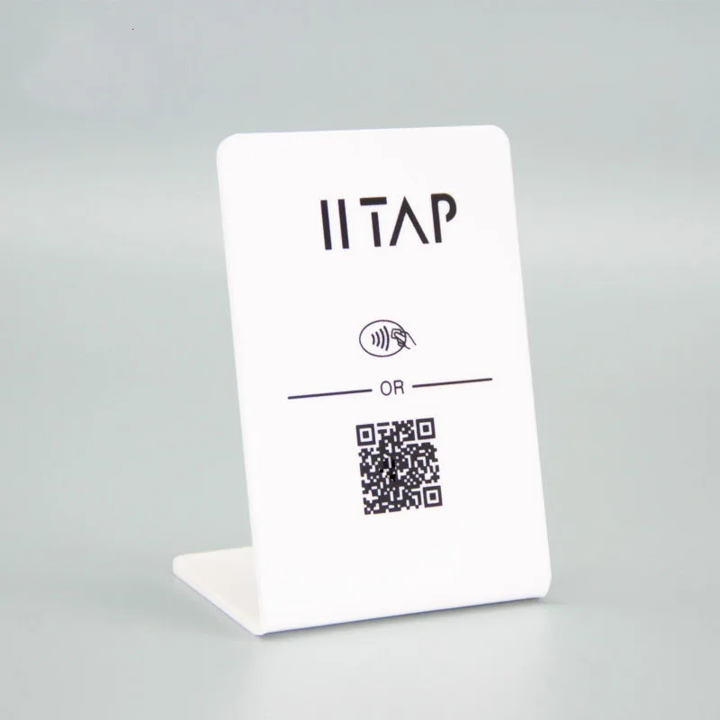 Custom NFC PVC Stand Social Media Review Bank Restaurant Store NFC Tap Card Display Stand
