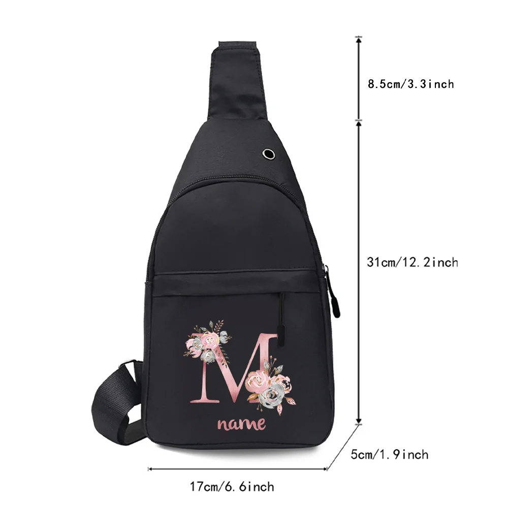 Personalized Custom Pink Letter Men's Chest Bag Multifunctional Casual Crossbody Bag Men's Fashion Trend Shoulder Bag