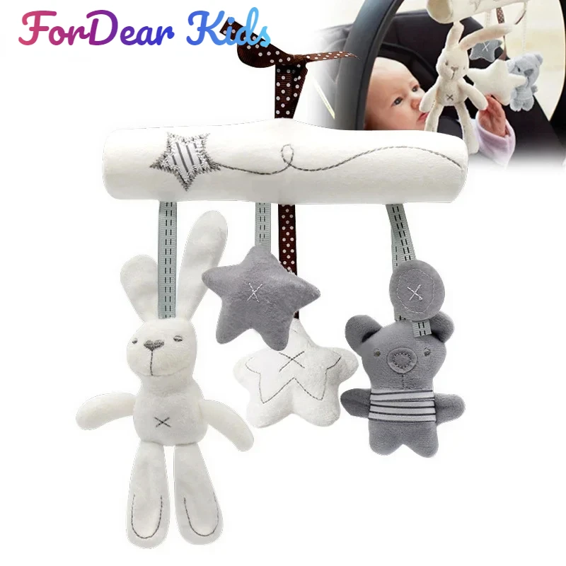 

2023 New Hanging Bed Rabbit Baby Hand Bell Safety Seat Plush Toy Multifunctional Plush Toy Stroller Mobile Gifts for Baby