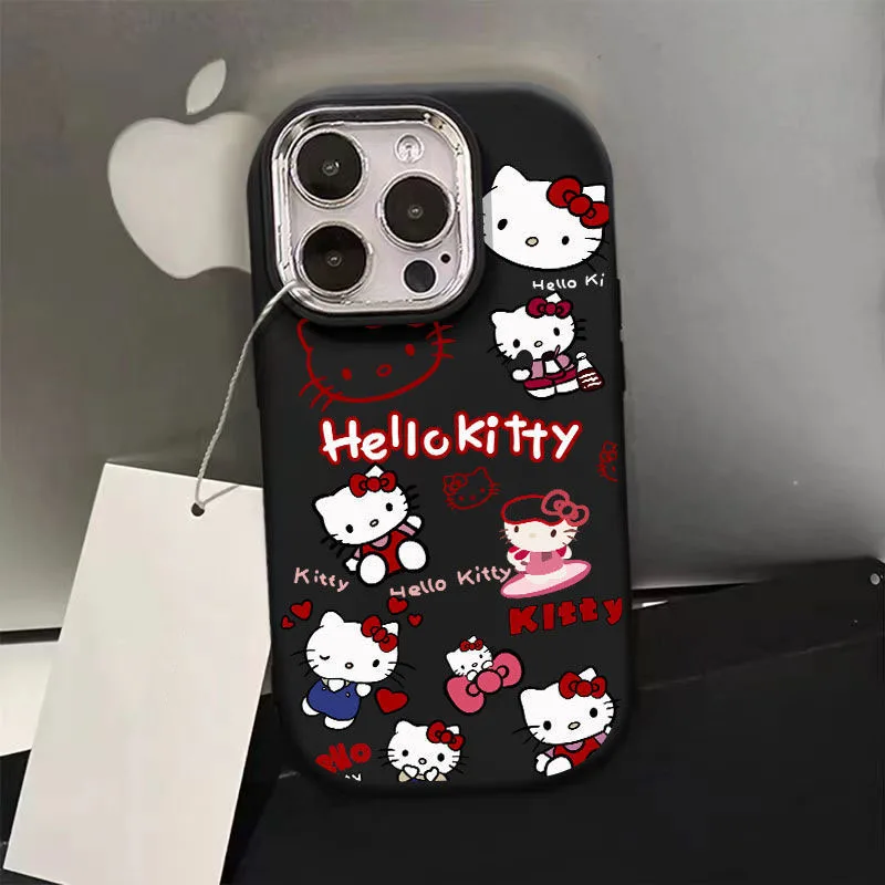 Sanrio Hello Kitty Kawaii kreskówka etui na telefon iPhone 15 14 13 12 11 Pro Max 7 8 Plus XR XS MAX Y2K różowa dziewczynka śliczna tylna okładka