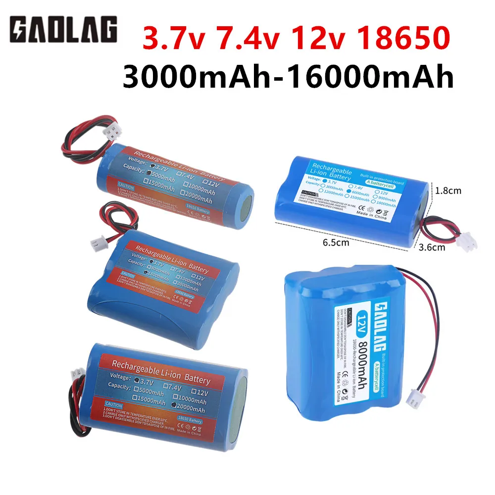 3,7 V 7,4 V 11,1 V 12 V 18650 6000 mAh mit Drähten Lithium-Ionen-Akku mit PCB für Bluetooth-Lautsprecher Solarscheinwerfer
