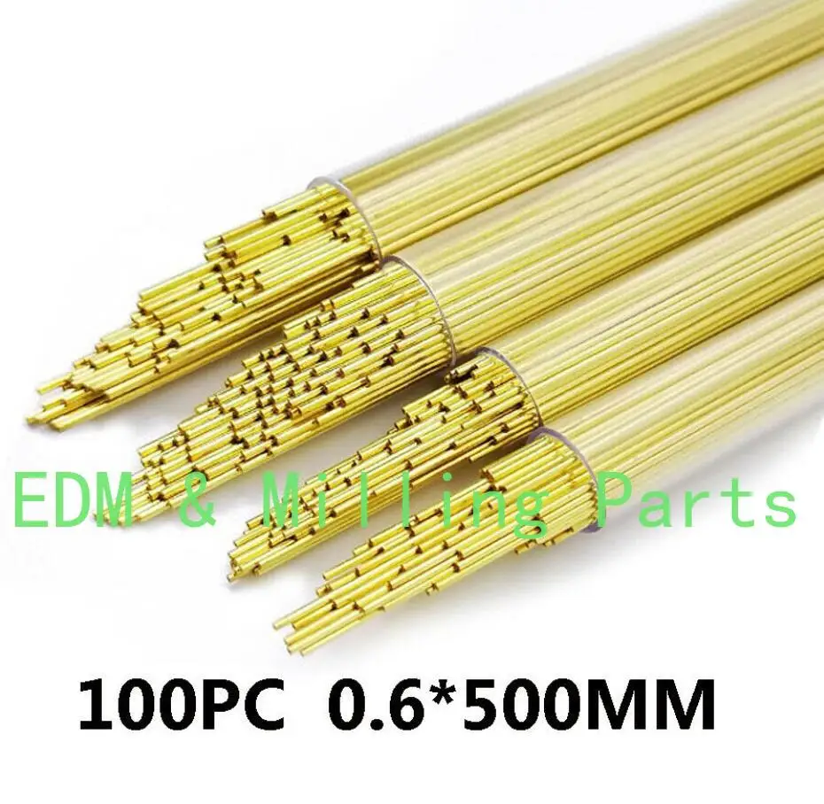 

100PCS CNC OD 0.6MMX500MM Brass Electrode Single-Channel Tube EDM Drilling Machine For EDM Puncher Mill Part