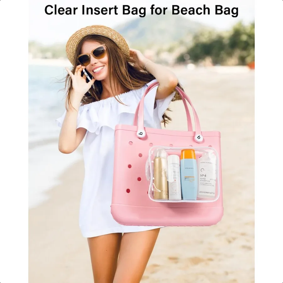 4er-Pack durchsichtige Bogg Beach-Make-up-Taschenzubehör mit 3er-Pack Einlegehaken für Bogg-Taschen, durchsichtige Bogg-Make-up-Taschen, Telefonhalter für Bo