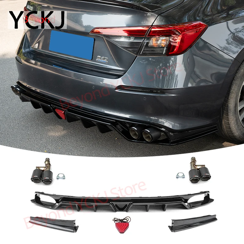 

Rear Diffuser Lip With LED Light For Honda Civic 11th Gen 22-24 4DR Sedan FE180 JDM Auto Replacement Parts, Rear Bumper Diffuser