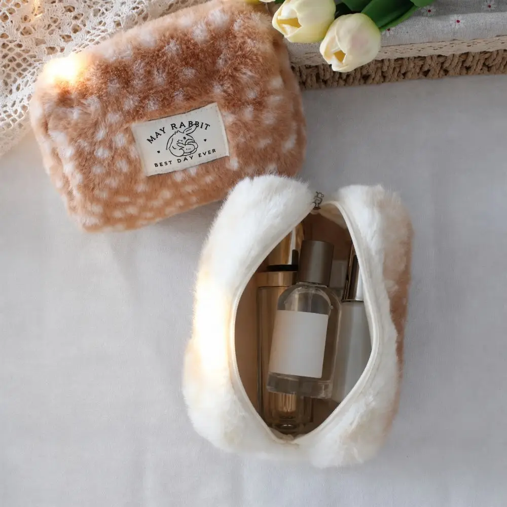 New Small Makeup Bag Deer Patterned Coin Purse Sanitary Pad Pouch Large Capacity Lipstick Case For Travel Women
