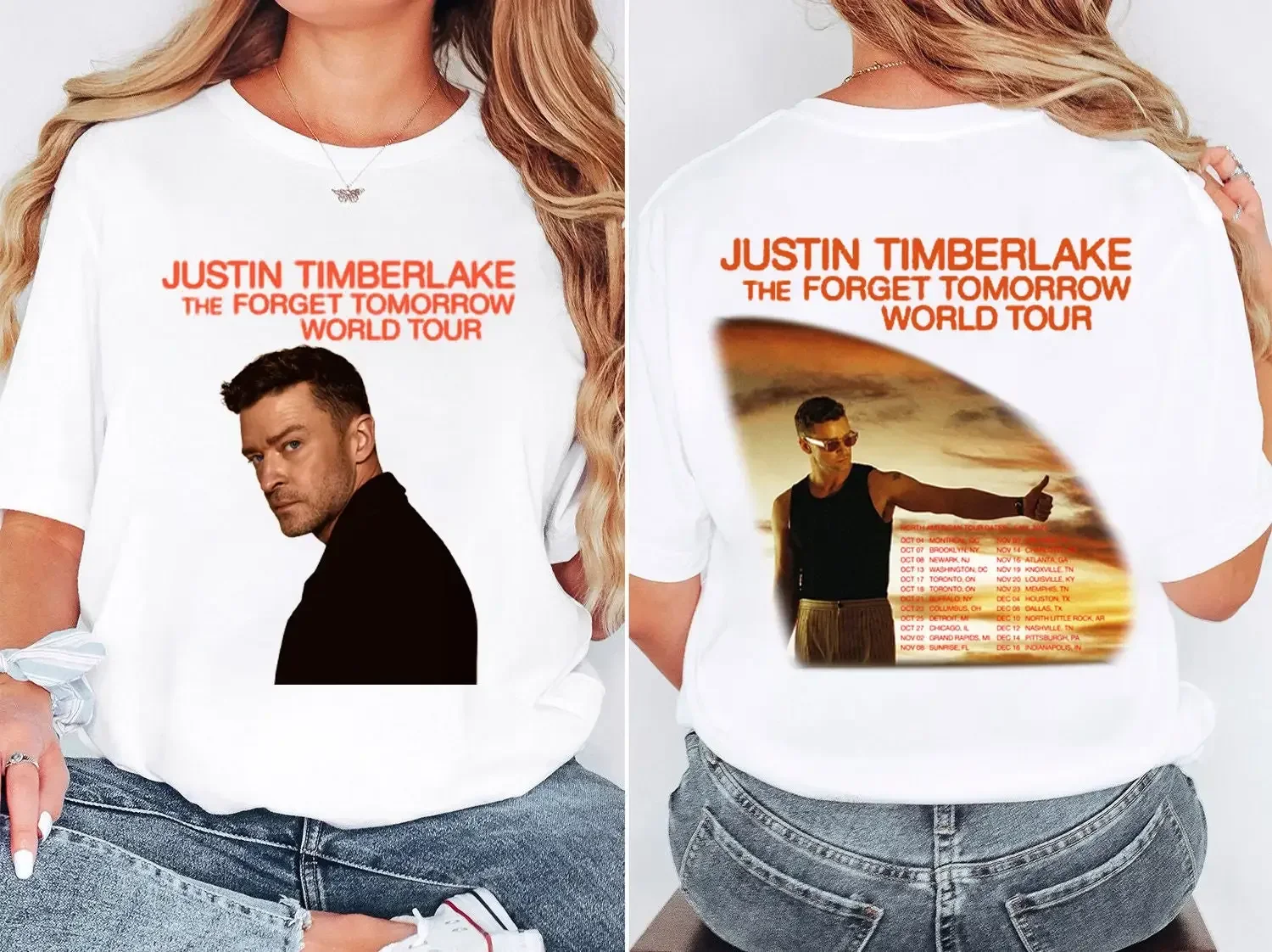 2024 Justin Timberlake Tour T Shirt Forget Tomorrow World Concert