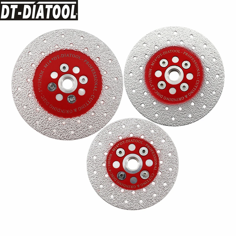 DT-DIATOOL 1pc 5inch 125mm M14 Thread Double Side Coated Diamond Grinding Disc For Shaping Marble Granite Concrete Cutting Wheel